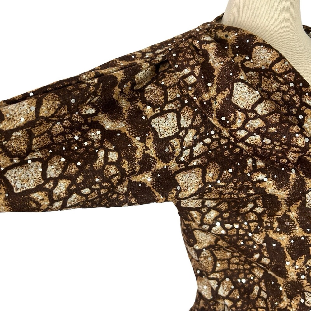 ISABELLA RODRIGUEZ New Animal Print Alligator TOP S Cowl Blouse Chic Maximalist - Picture 16 of 17